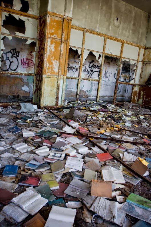 NEGRO SOBRE BLANCO: Biblioteca abandonada.